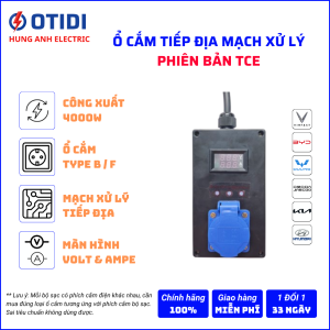 Ổ Cắm Tiếp Địa Mạch Xử Lý Thông Minh OTIDI TC (STANDARD) – Chuyên Dùng Cho Xe Ô Tô Điện VinFast, BYD, JAECOO & Các Dòng EV khác | Dây cáp CVV 2x2.5mm