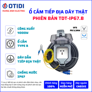 Ổ cắm tiếp địa dây thật TYPE B ổ cắm tiêu chuẩn MỸ, NHẬT BẢN | TDT-IP67.B | Dành cho xe điện JAECOO OMODA, xe có phích gập 90 độ